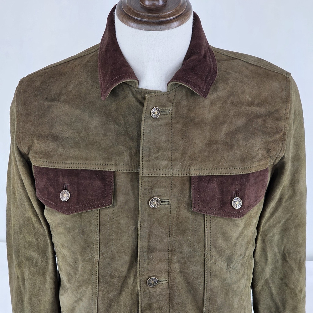 Men's Olive Suede Jacket - Picture 8 of 12